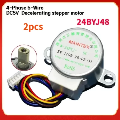 2 peças 24byj48 dc 5v relação de motor de redução de engrenagem de passo 64:1 para microcomputador de chip único/monitor de câmera