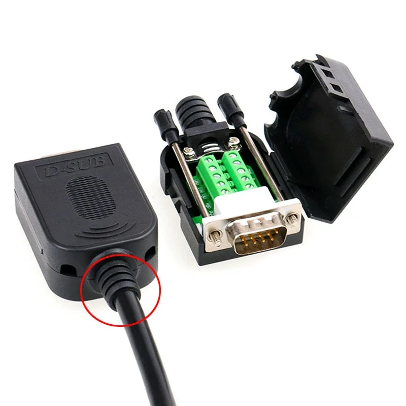 Db9 db9 rs232 rs485 conector D-SUB 9 pinos macho fêmea plug personalizado terminais de fuga branco cola fio conectores sem solda - Image 6