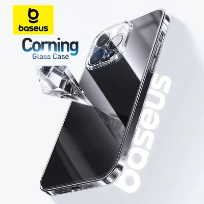Baseus Tempered Glass Case for iPhone 17 16 15 Pro Max Clear Hard Tough Corning Gorilla Glass Case for iPhone 17 16 Pro Max Case