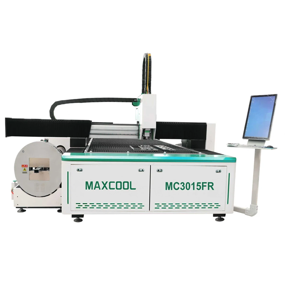 Maxcool 1500w 2kw 3kw máquina de corte de fibra cnc cortador a laser de metal adicionado máquinas de dispositivo rotativo para tubos de chapa de aço - Image 3