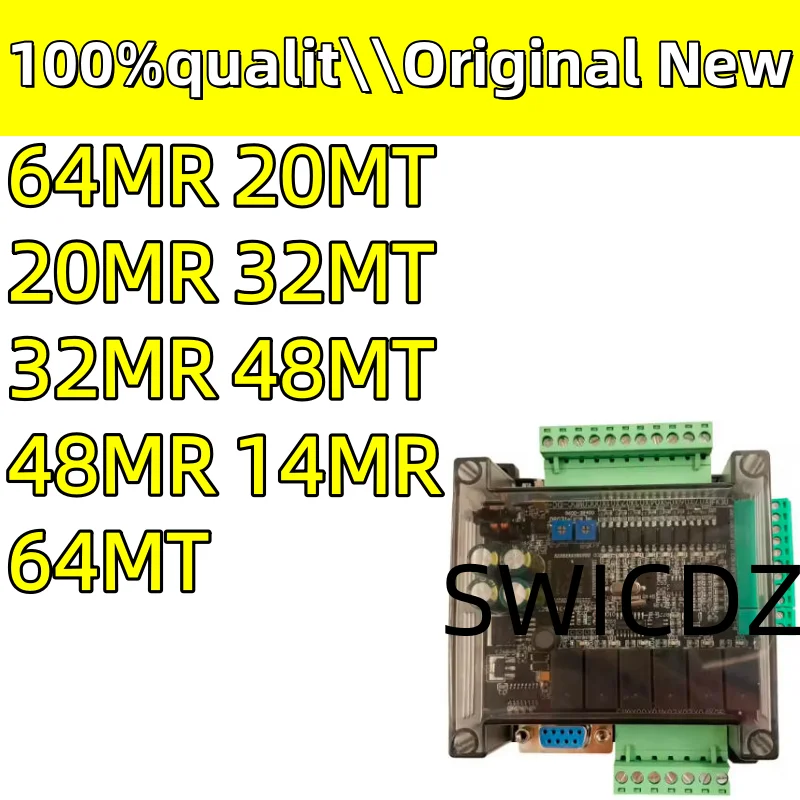 100% novo original FX3U PLC 14 20 32 48 64MR/MT/MRT até 10AD 2DA RS232 2xRS485