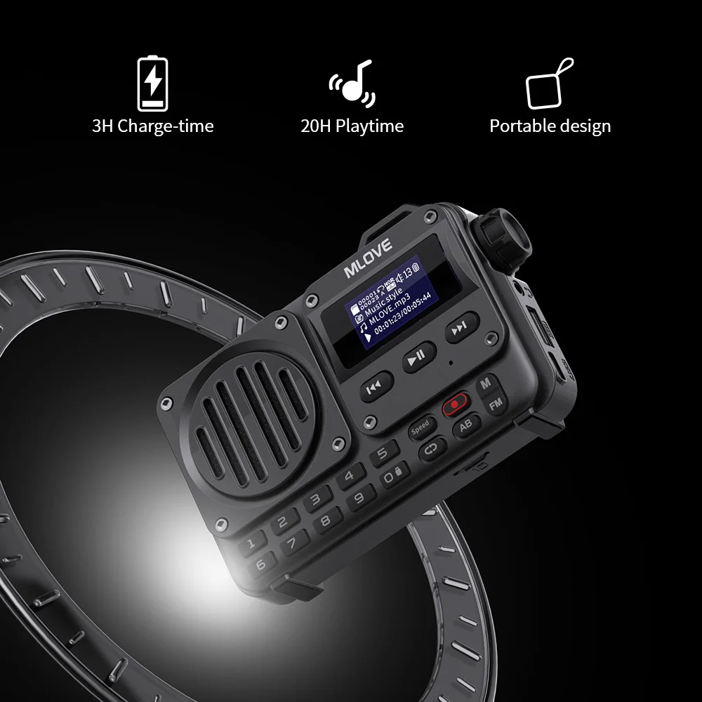 MLOVE BV800 Super-Portable Bluetooth Speaker with FM Radio,LCD Screen Display, Antenna, AUX Input, USB Disk, TF Card, MP3 Player - Image 6