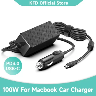 DC Adapter 12V-24V 100W USB C PD 3.0 Car Charger for MacBook Pro 16 13 14 15 Inch for Mac Book Air 2022 2021 Auto DC Adapter