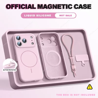 Magnetic Wrist Strap Liquid Silicone Phone Case For iPhone 11 12 13 16 17 Pro Max Air 15 14 16 Plus 16E Magsafe Lanyard Cover