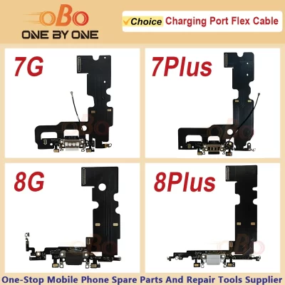 Charging Port Flex Cable for iPhone 7 8 Plus 7P 8P White Black USB Charger Dock Connector with Microphone Repair Parts (1PC)
