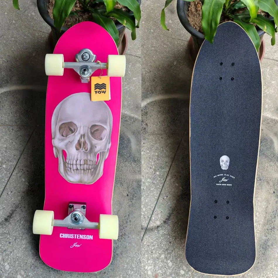 YOW land surf skate modelo CHRISTENSON design de caveira laranja 34 polegadas tem lados duplos curvos pro boa qualidade - Image 4