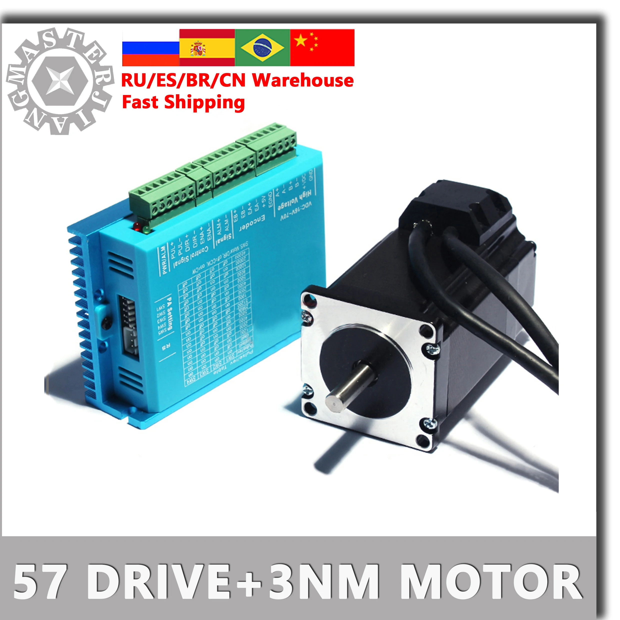 Motor de passo de circuito fechado DL57/HBS57 + 57HSE3N 57 Driver de motor de passo 3nm Servo motor 3NM 57 híbrido de circuito fechado Nema 23 bifásico.