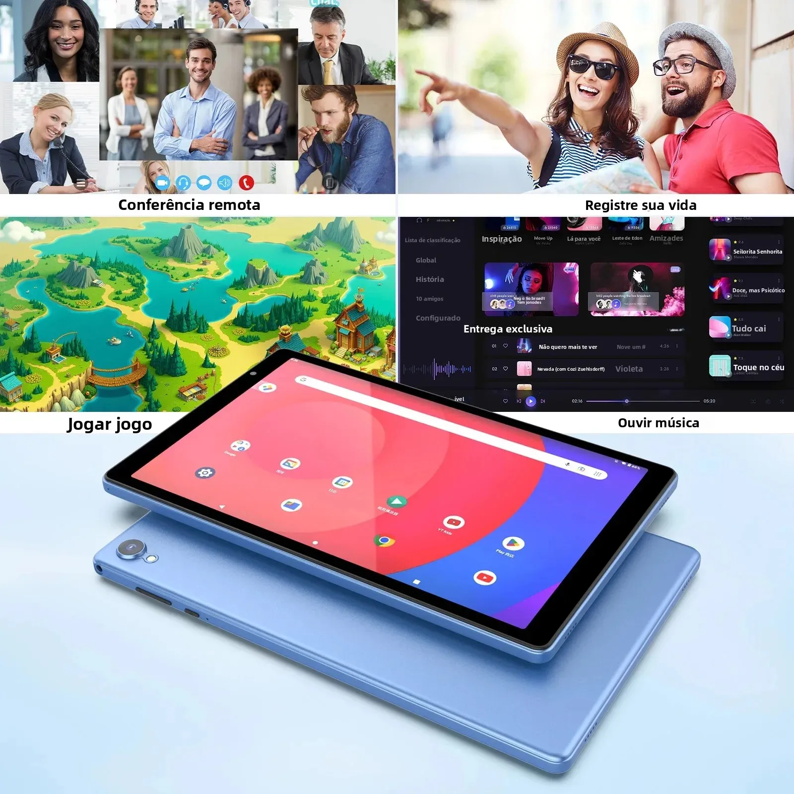 Mais recente tablet de 10,1 polegadas, quad-core, Android 14, armazenamento de 32 GB, expansão de cartão SD de 512 GB, WiFi, sem fio, câmeras duplas, GMS - Image 5