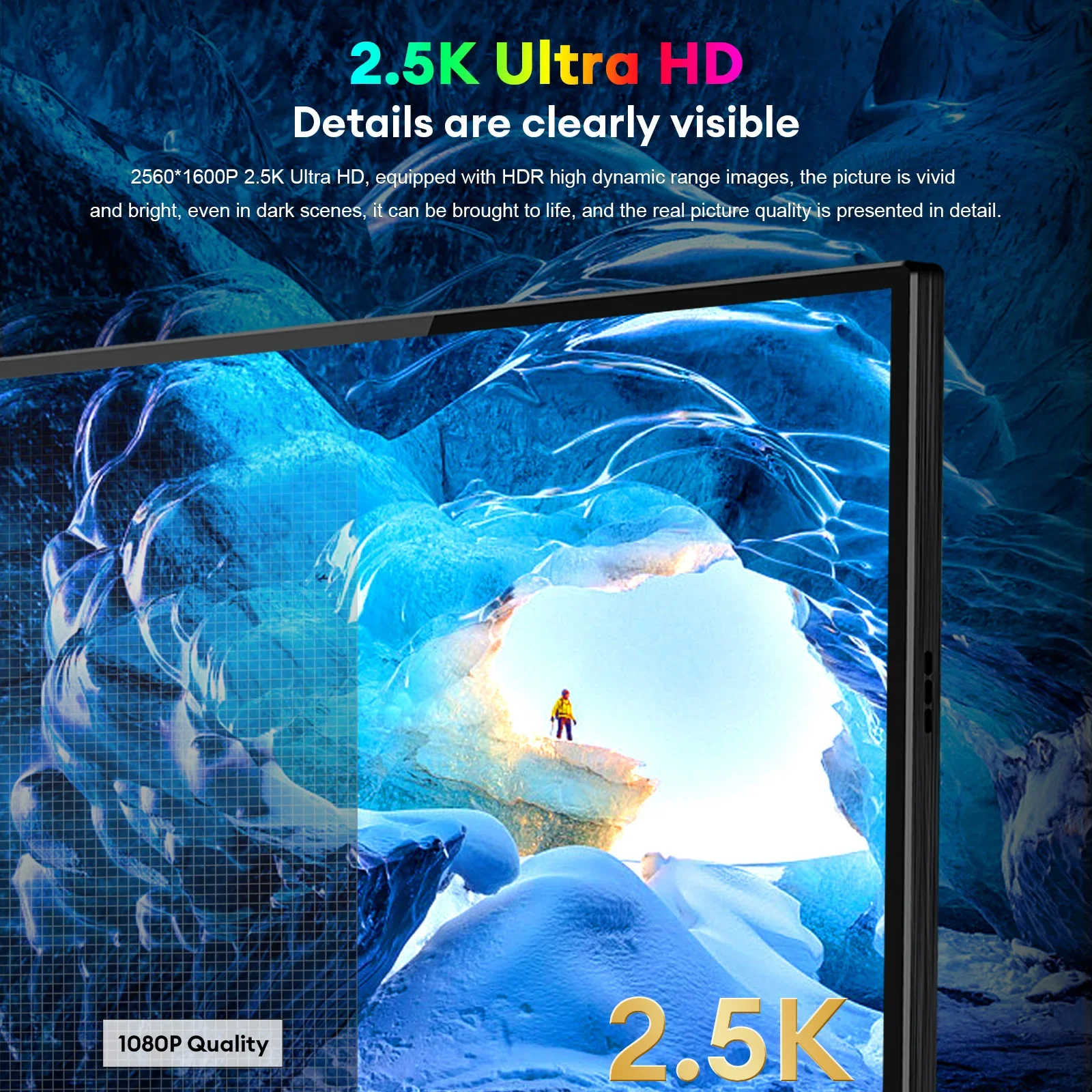 ZEUSLAP Portable Monitor Touch Screen 16" 2.5K 144hz Travel Display 2560*1600 100%sRGB 500Cd/m² For Laptop Computer Game Gift - Image 4