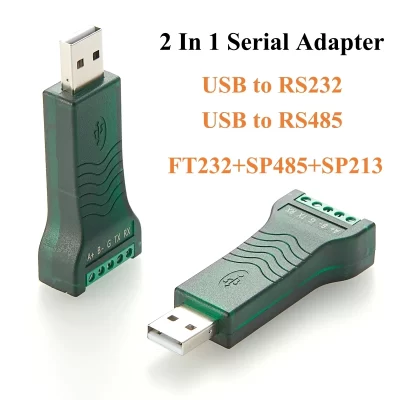 Conversor serial 2 em 1 USB para RS485 RS232 com chip FTDI FT232 USB A para bloco de terminais Adaptador de porta COM para Windows MacOS Linux
