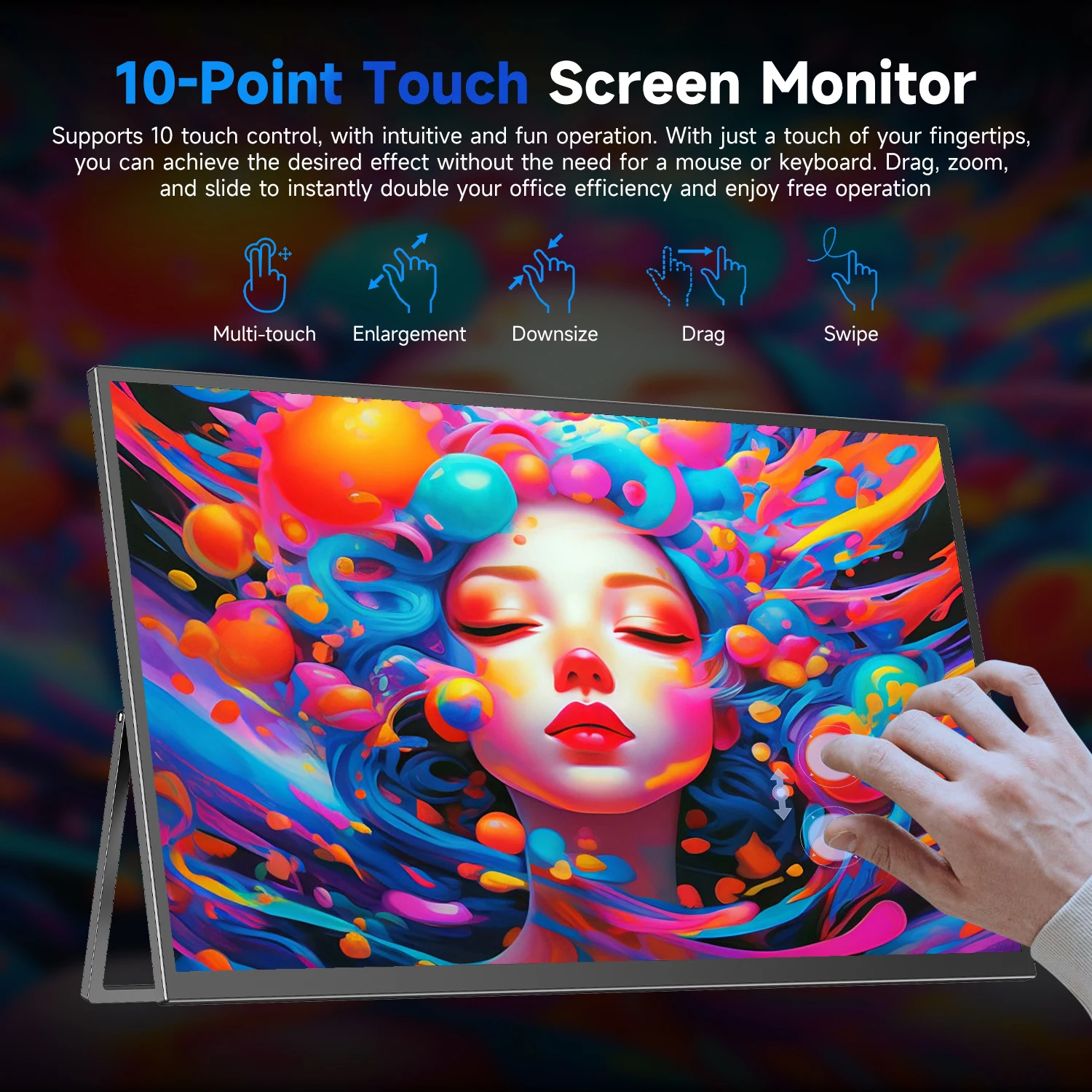 UPERFECT UMax 22 Touch/No Touch Computer Display 22" Monitor 2K 1440P 100% sRGB IPS Screen w/ Stand For Laptop PC Mac Phone Game - Image 5