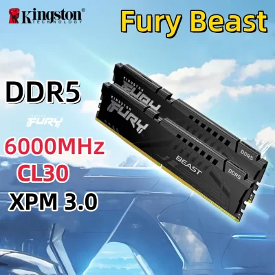 Kingston DDR5 ram Fury Beast Black 32GB 16GB 6000MT/s CL30 ddr5 288-Pin DIMM XMP 3.0 o Desktop Memory