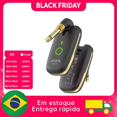Aroma Aru-10 Electric Guitar Pickup Transmitter Receiver System 7 Channels UHF Channel for Electric Guitar Bass Amplifier