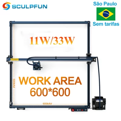 Sculpfun s30 ultra 33w/11w máquina de gravação a laser 600x600mm área de trabalho com assistência de ar automática cortador a laser gravador