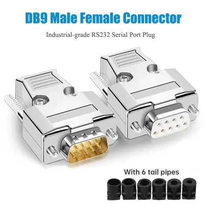 Metal Shell Soldagem Conectores de Fio, Conector macho e fêmea, Grau Industrial, D-SUB, RS485, Serial Port Plug DB 9 Pin, DB9, RS232