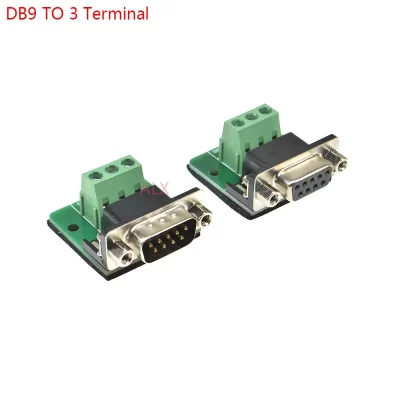 DB9 9PIN macho e fêmea Serial Port Connector para Terminal Adaptador, D-SUB COM, RS232 para RS485 Converter Board, Bloco Terminal, 1Pc