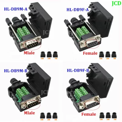 Conector rs232 rs485 db9, macho, fêmea, 9 pinos, terminais de fuga, conector com, terminais D-SUB, 21-24 awg, fio, conector sem solda
