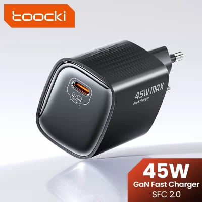 Toocki PD 45W USB GaN Charger For Phone Type C Charger Super Fast Charging 2.0 For Samsung S25 iPhone 17 16 Pro Macbook EU Plug