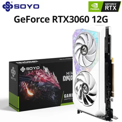 SOYO New NVIDIA GeForce RTX3060 12G Graphics Card GDDR6 Video Memory 192Bit HDMI-Compatible DP Gaming Card for Gaming Computer H
