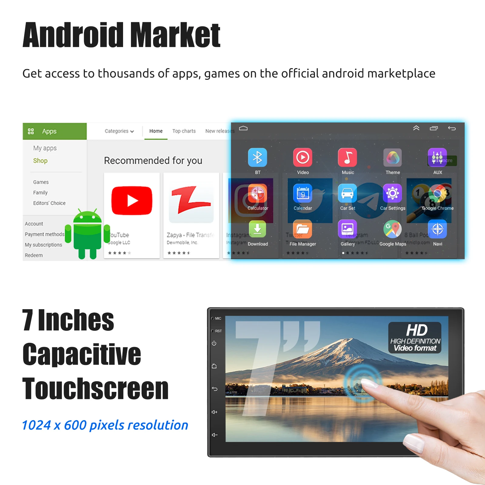 ESSGOO 7 9 10" Car Radio Android Auto Carplay Car Stereo Multimedia Player Universal WIFI GPS Autoradio Car Intelligent Systems - Image 2