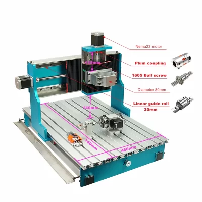 Quadro de roteador cnc 6040, kit completo de trilhos lineares atualizados, 5 eixos, 4 eixos, gravador de fresagem, guia linear com torno do eixo do inversor