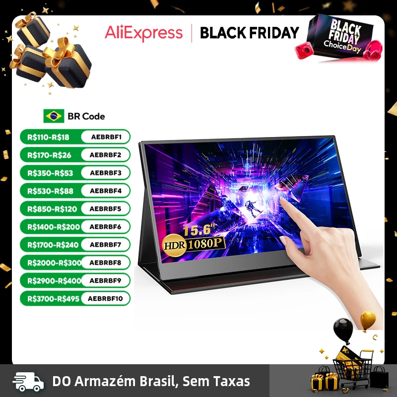 UPERFECT 15.6 Inch Touchscreen Portable Monitor 1080P FHD IPS Gaming Display USB-C Screen With HDR/FreeSync/Speakers/Mini HDMI