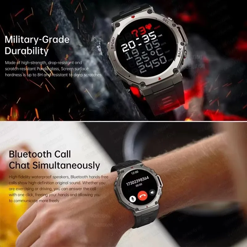 T-rex 3 ultra gps relógio inteligente 5 atm à prova dwaterproof água embutido banda dupla gnss bússola militar esporte smartwatch masculino 2025 novo para xiaomi - Image 4