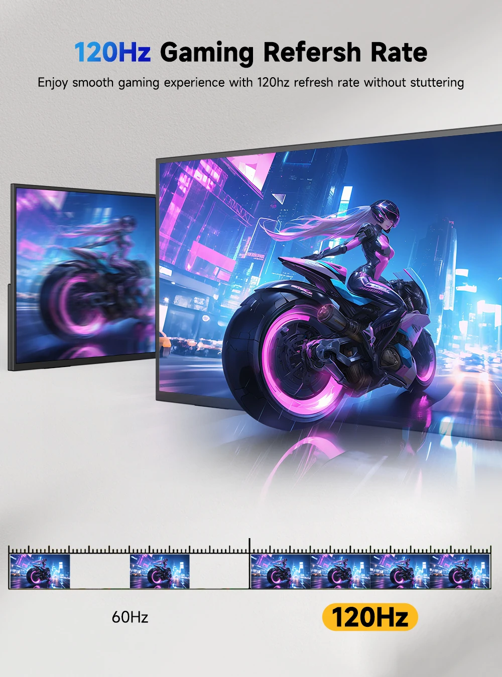 UPERFECT UGame 23.8inch 1080P 120Hz Monitor Gaming For XBox Series X / S PS5 Switch VESA Large Laptop Screen USB C/HDMI Display - Image 3