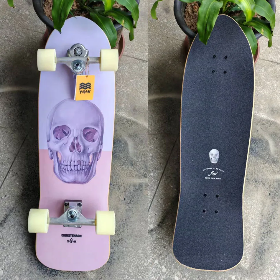 YOW land surf skate modelo CHRISTENSON design de caveira laranja 34 polegadas tem lados duplos curvos pro boa qualidade - Image 3
