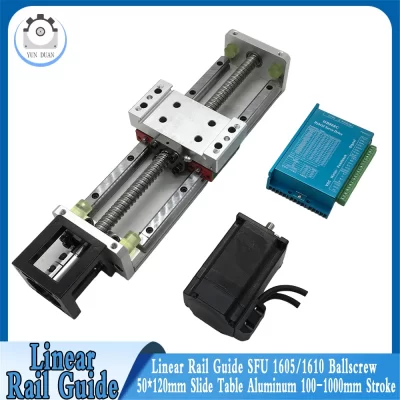 Guia de trilho linear 100 ~ 1000mm curso carga horizontal 70kg nema23 kits de motor de passo alumínio 2x15mm guia linear 60 servo motor