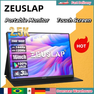 ZEUSLAP Portable Monitor Touch Screen 16" 2.5K 144hz Travel Display 2560*1600 For Laptop Computer Game Consoles Gift Man Gifts