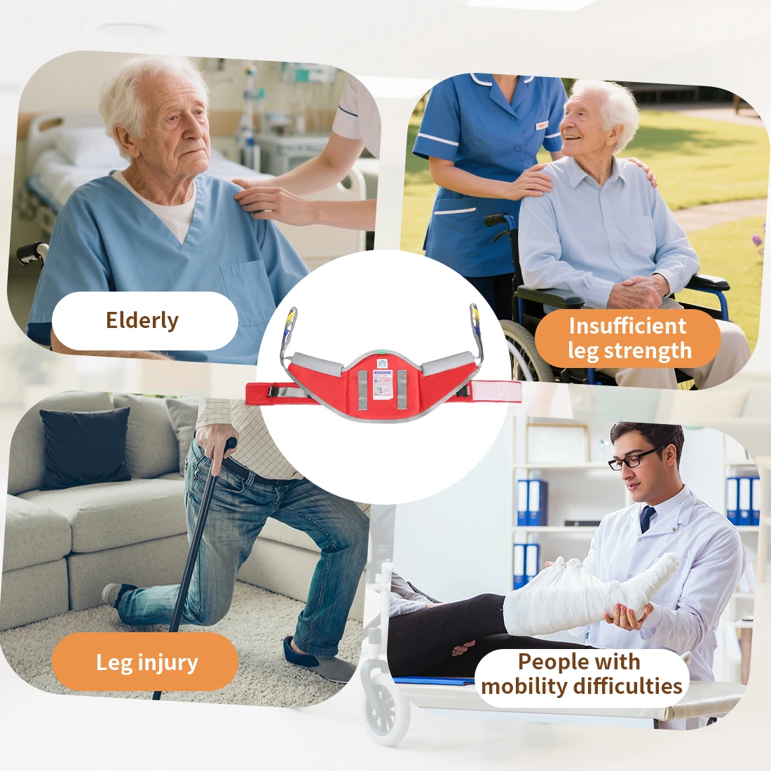 Ehucon Sit to Stand Lift Sling, suporte traseiro acolchoado e estilingue de transferência confortável, auxílio de mobilidade paciente resistente para idosos 500 libras - Image 4