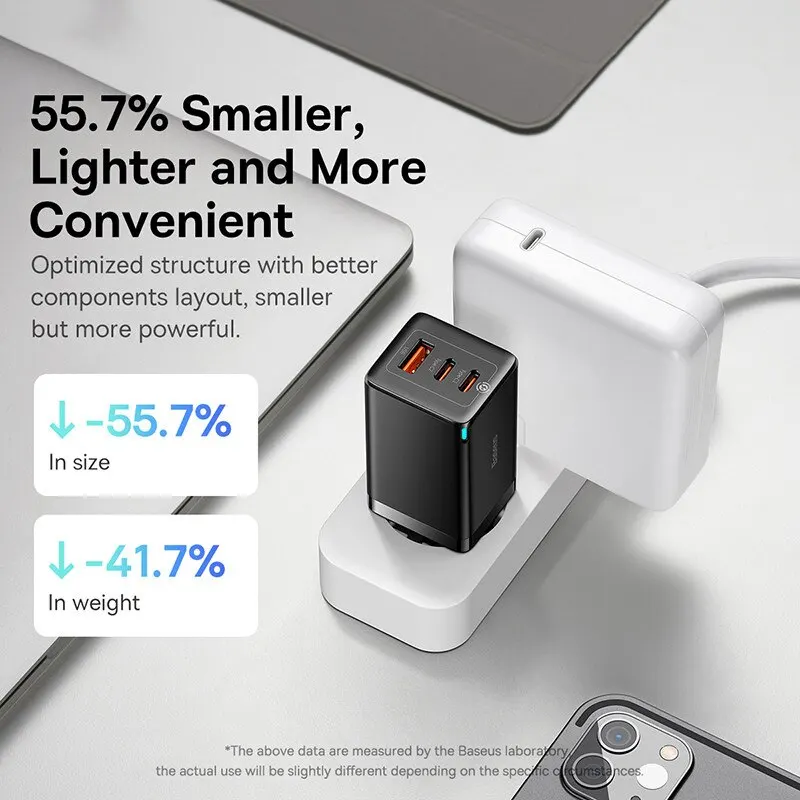 Baseus 65W GaN Charger Quick Charge Type C Phone Charger USB Charger Portable Fast Charger For Laptop iPhone 17 16 15 14 13 - Image 4