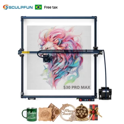Máquina de gravação a laser SCULPFUN S30 Pro Max 20W com sistema automático de assistência de ar Cortador e máquina de gravação a laser 410x400mm são