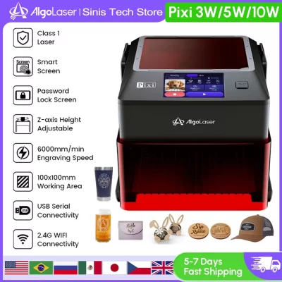 2025 NEW Algolaser Pixi Laser Engraving Portable Covered 3.5"Touch Screen Business Engraving Machine Customized Artwork Tool