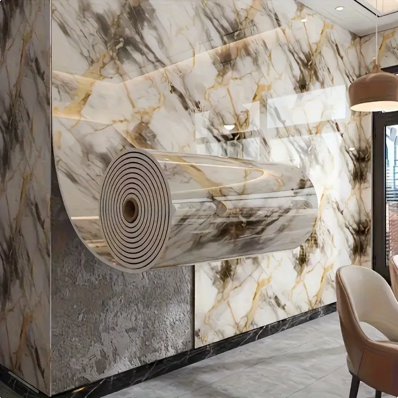 1 rolo de mármore grosso espuma quarto papel de parede imitação telha auto-adesivo banheiro à prova dwaterproof água adesivo sala estar decoração