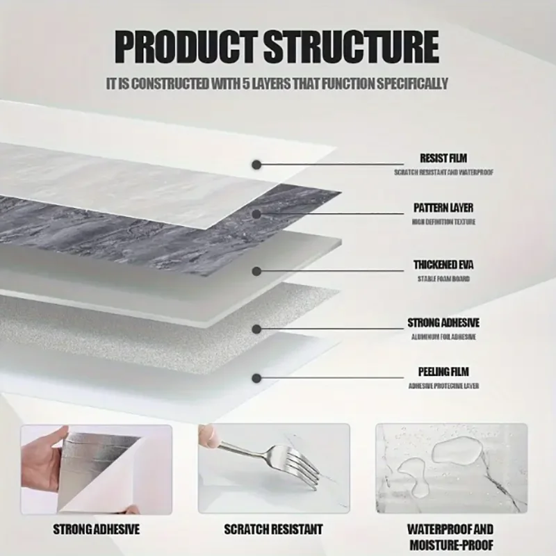 Papel de parede autoadesivo com padrão de mármore, 30x30cm, faça você mesmo, decoração de casa, material pvc, adesivo para cozinha, quarto, sala de estar, banheiro - Image 4