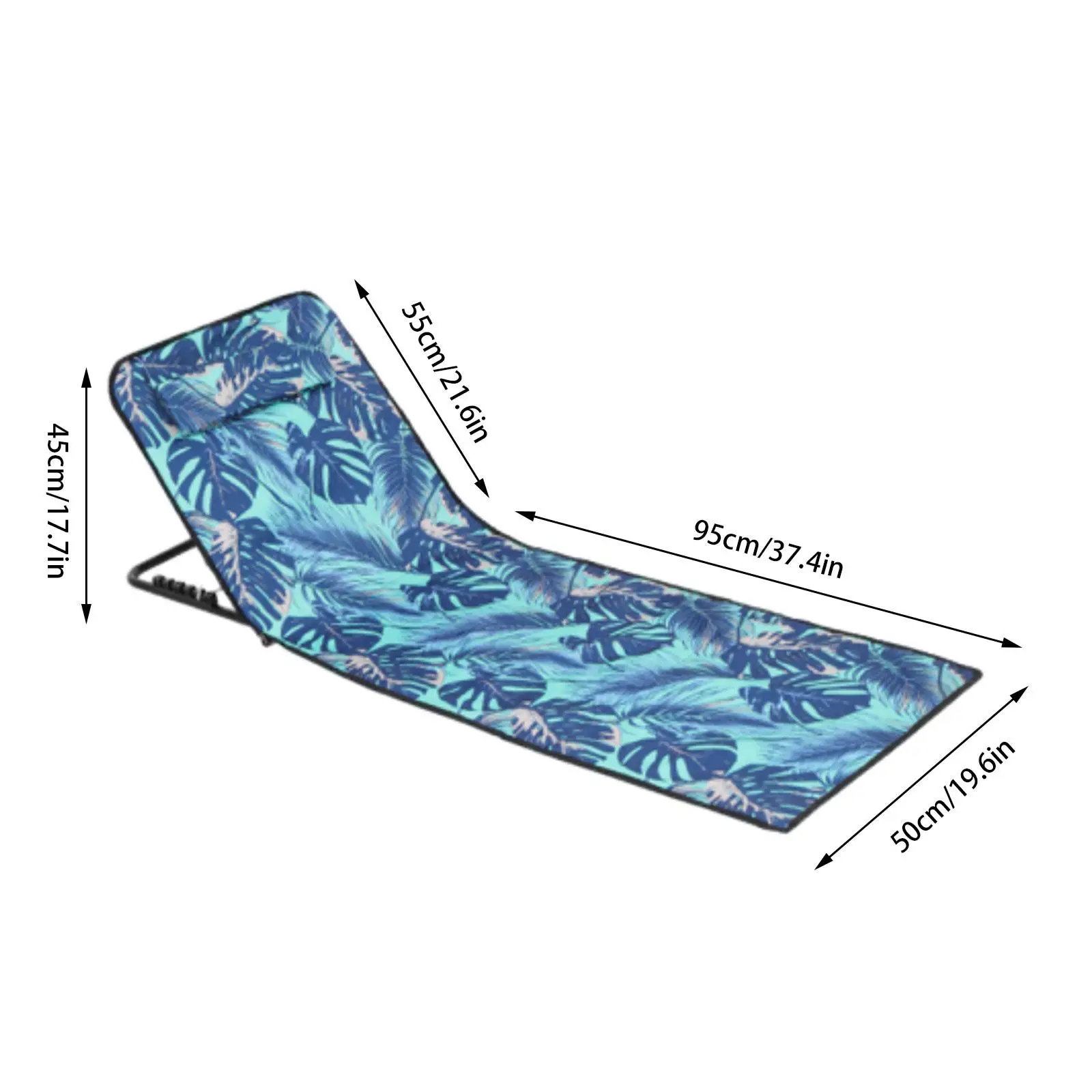 Folding Beach Chair With Adjustable Seating Dual-Purpose Beach Mat Outdoor Portable Single Leisure Chair Lightweight Portable - Image 2