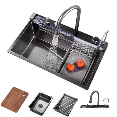 Cuba Gourmet Pia Cozinha Completa Inox Display Digital + Torneira Monocomando Lavador Copos P6014
