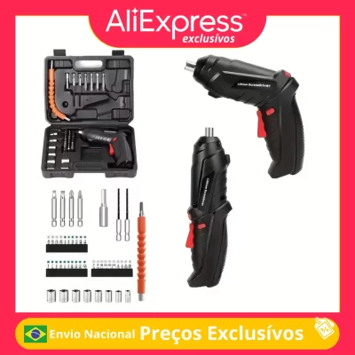 Kit Parafusadeira Elétrica Pequeno e Compacto Prático Para Construção Casa Ferramentas Manutenção Doméstica Chave Fenda Sem Fio