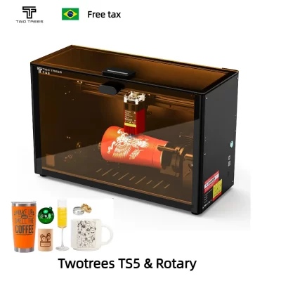 Twotrees ts5 máquina de gravação a laser 7w rolo rotativo para copos máquina cnc esferas e círculos de gravação a laser ferramentas