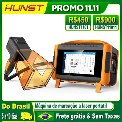 HUNST 30W 50W Portable Hand-held Fiber Laser Marking Machine For Engraving DIY Print Metal Gift LOGO QR BAR Code Word IMage