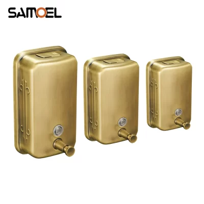 Mais novo 304 sus aço inoxidável bronze antigo fixado na parede 1000ml cozinha banheiro mão shampoo dispensador de sabão sd1004