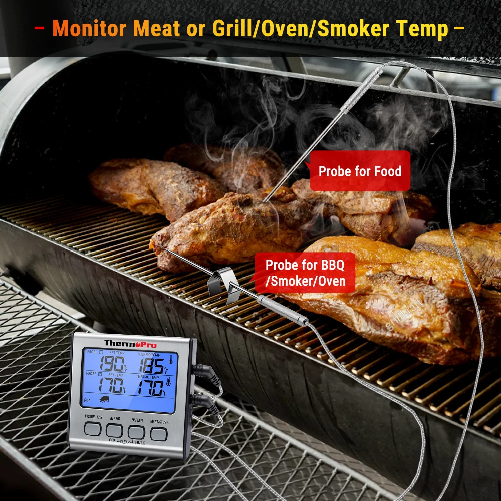 Thermofopro tp17 sondas duplas termômetro digital de carne ao ar livre cozinhar churrasco forno termômetro com grande tela lcd para cozinha - Image 3