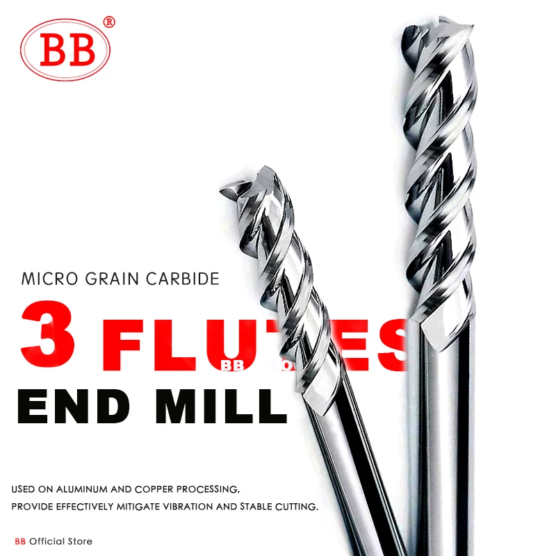 Bb 3 flauta carboneto fresa tungstênio fresa cnc ferramenta 1 a 20mm hrc55 para alumínio fibra de vidro acrílico madeira cobre plástico - Image 4