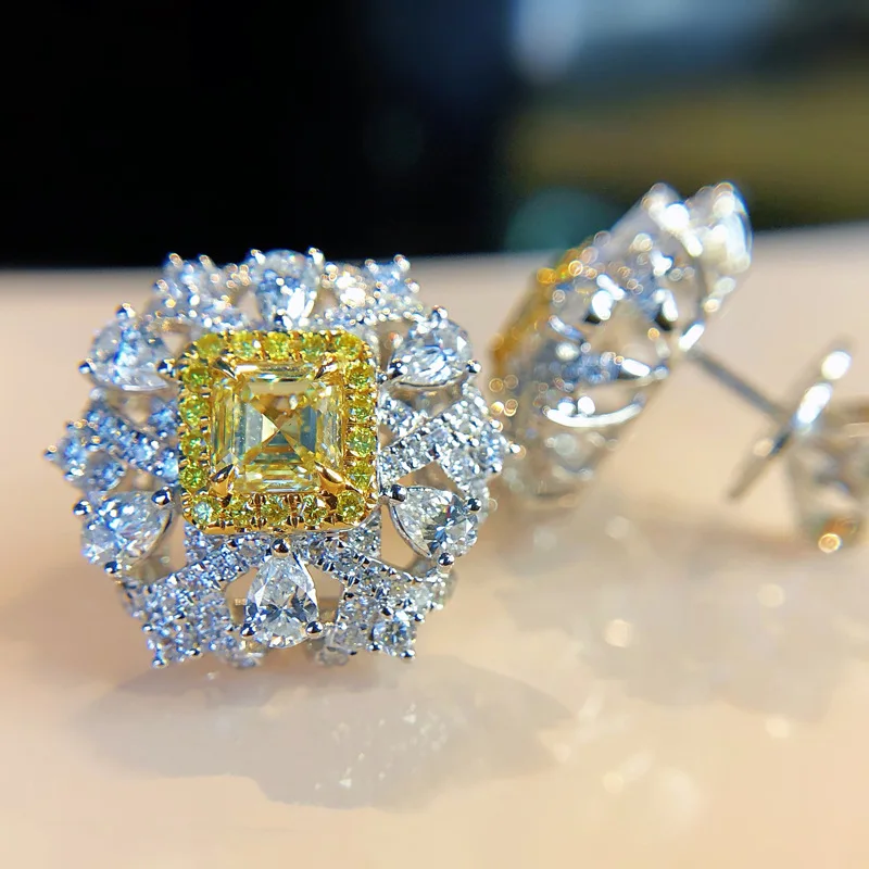 Topázio Vintage Moissanite Brincos Para As Mulheres, 100% Real 925 Jóias De Prata Esterlina, Presente De Noivado De Casamento, Brincos Promessa - Image 5