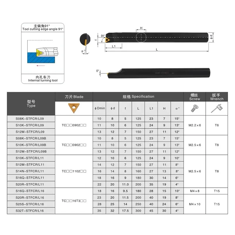 Barra chata de torno bb, tipo parafuso, torneamento interno stucr stfcr stwcr s10k s12m c12 h12 hss, suporte de ferramenta de liga de aço de carboneto tcmt tp - Image 5