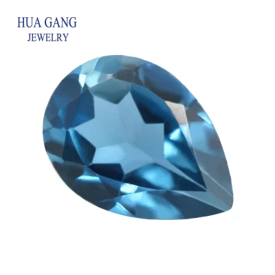 Pedra preciosa cortada facetada para fazer jóias DIY, topázio azul de Londres, forma solta natural da pera, tamanho 3x4 ~ 10x14mm