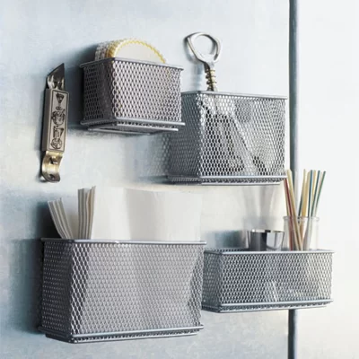 Home Storage Boxes Magnetic Storage Organiser torage Basket Wire Mesh Refrigerator Drawer Box Blackboard Chalk Pens Desk Storage