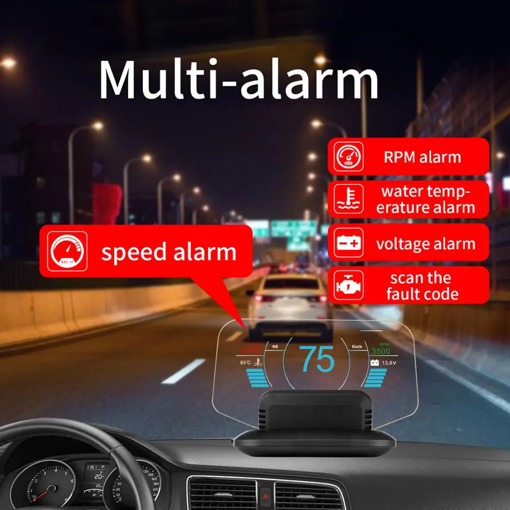 Newest C1 Car HUD Display OBD Electronics Head Up Display Car Speedometers Overspeed Warning GPS Speedometer OBD2+GPS Dual Mode - Image 4